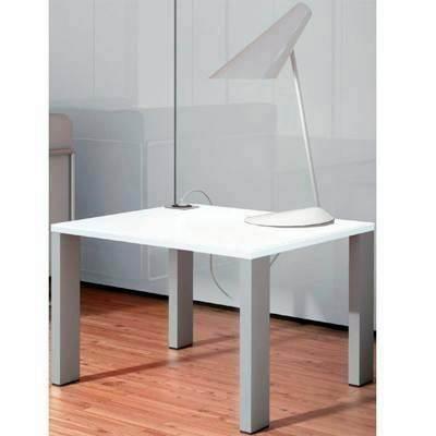 Mesa De Espera 7065785 Estructura Metal Aluminio Encimera Roble 60x60x40cm