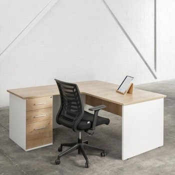 Mesa Rocazda forma L Derecha Work 160x110 2051AW04V26 Blanca-Blanca