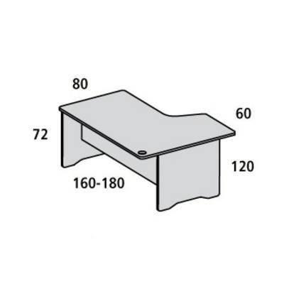 Mesa Rocada forma L Izquierda 180x110 2054AW04V26 Blanco-Blanco