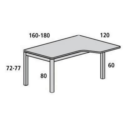 Mesa Rocada forma de L derecha serie Executive 2051AM04 160x110 Blanco-blanco