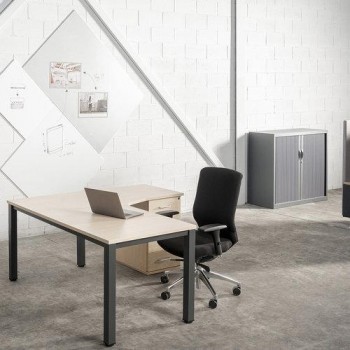Mesa Rocada forma de L derecha serie Executive 2051AM04 160x110 Blanco-blanco