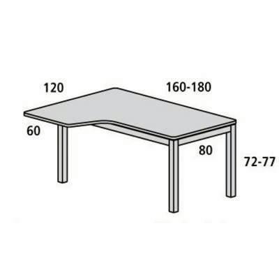 Mesa en forma de L izquierda serie Executive 160x120x72cm. Blanco-blanco