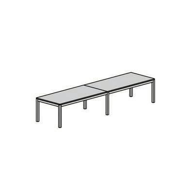 Mesa Doble Rectangular 360x80x72-77cm 2210AD04 Aluminio/Blanco