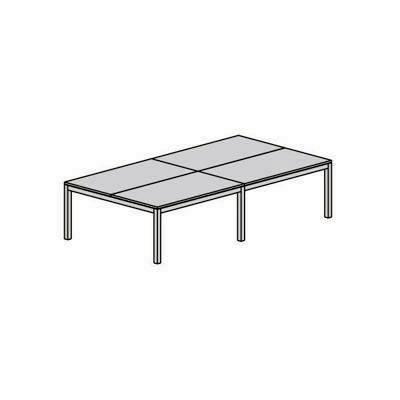Mesa Doble Rectangular 320x163x72-77cm 2203AD04 Aluminio/Blanco
