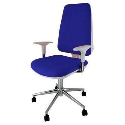 Silla Orbital White-Equis White contacto permanente base aluminio pulido tapizado 1 color azul