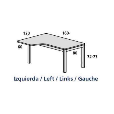 Kit Mesa Executive L Izquierda 160x120 2053AD04 Aluminio/Blanco