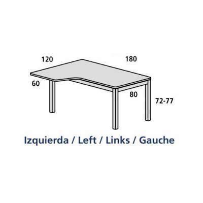 Kit Mesa Executive L Izquiera 180x120 2054AD04 Aluminio/Blanco