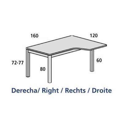 Kit Mesa Executive L Derecha 160x120 2051AD04 Aluminio/Blanco