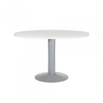 Mesa Reuniones Pie Rocada Columna Diametro 100cm 3005AT04 Aluminio/Blanco