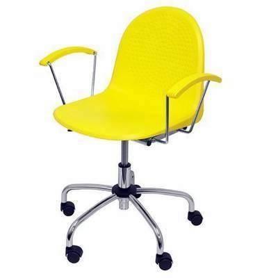 Silla Piqueras y Crespo Velvet-Ves giratoria mecanismo regulable en altura con brazos amarillo