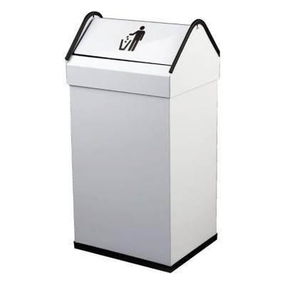 Papelera Metalica 16455 Con Tapa Basculante De 40L 26x32x68cm BLanca