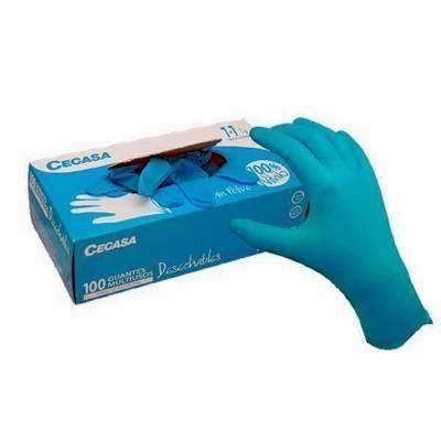 C.100 guantes de nitrilo Cegasa multiusos texturizados azul