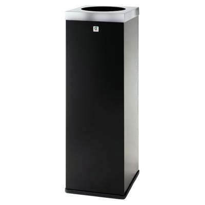 Papelera Metalica P-71 NEGRO Cilindro Negro Remate Superior En Plata