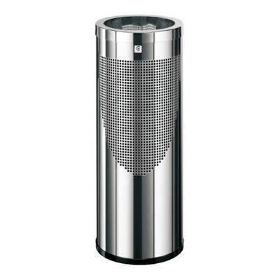 Papelera acero inoxidable Cilindro perforada con remate superior cromado P-73