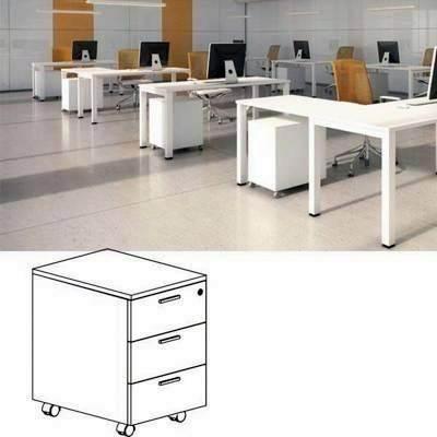 Buck 3 Cajones Con Ruedas Estructura Melaminada 42x55x60cm 90.4091 Blanco/Blanco