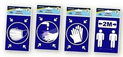 Paq.2  vinilo adhesivo recomendaciones Covid-19 10x15cm surtidos